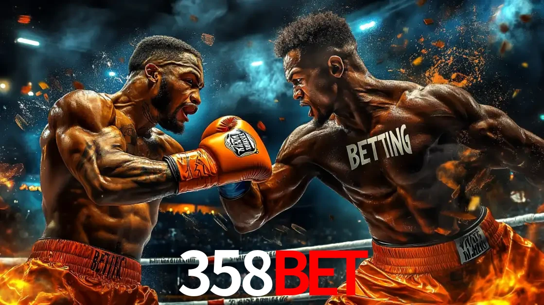 Dois boxeadores em uma luta intensa e explosiva, representando a adrenalina e as oportunidades de apostas em esportes de combate disponíveis na plataforma 358bet.