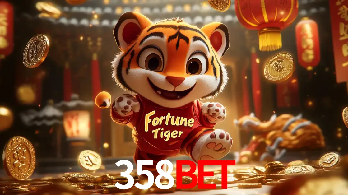 O alegre personagem do Fortune Tiger correndo sobre um caminho de moedas de ouro, simbolizando os grandes prêmios e a diversão do popular jogo de slot do 358bet.